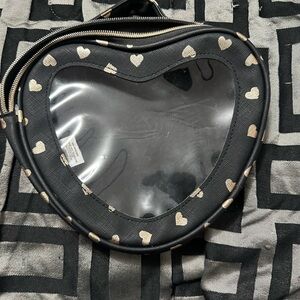 Heart-Shaped Black and Gold Women's Bag